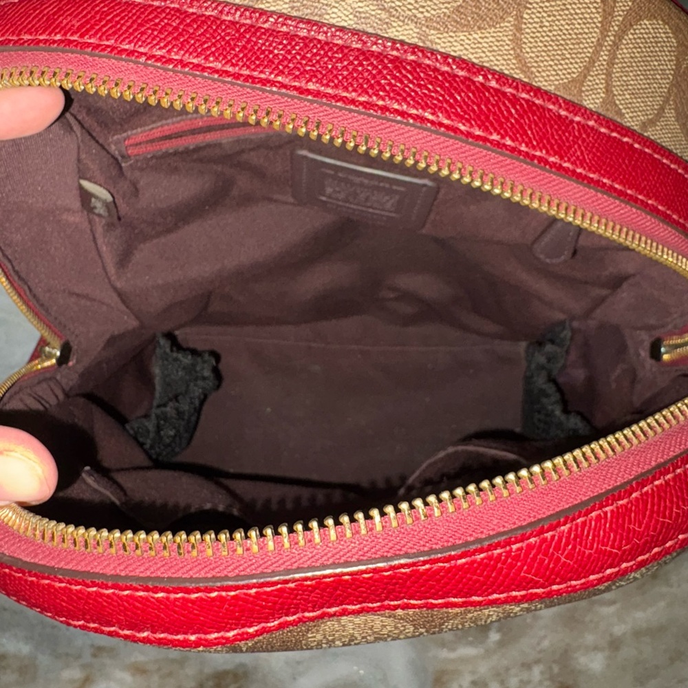 Coach Tan and Red Signature Backpack - Picture 5 of 7